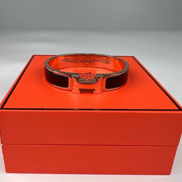 Hermes Size PM Clic H Letter Embellished Blanc Women's Bracelet